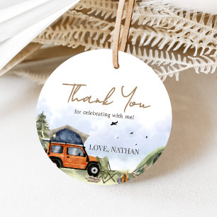 One Happy Camper Camping Boy Birthday Favor Tags