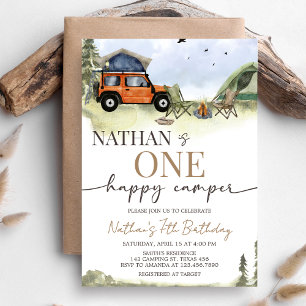 One Happy Camper Camping Boy Birthday Invitation