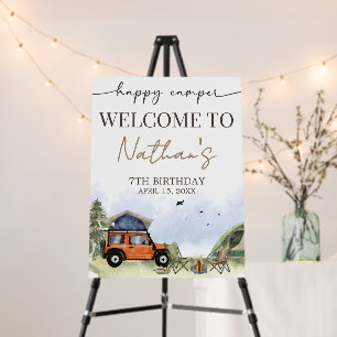 One Happy Camper Camping Boy Birthday Welcome Sign