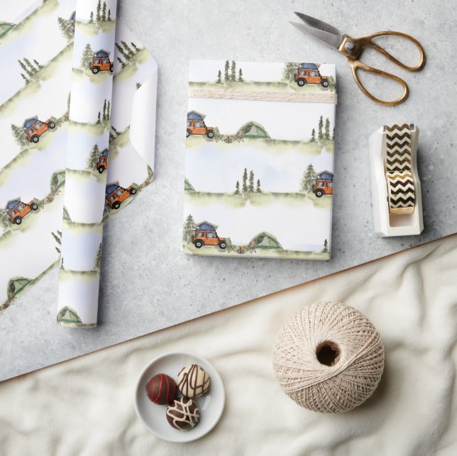 One Happy Camper Camping Boy Birthday Wrapping Paper (Crafts)