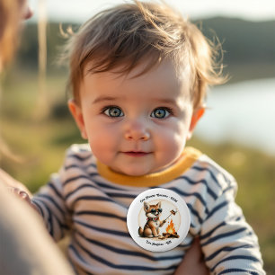 One Happy Camper Coyote Camping 1st Birthday Button