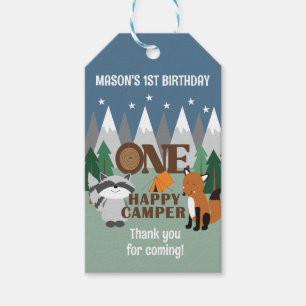 One Happy Camper Cute Woodland Animals Favor Gift Tags
