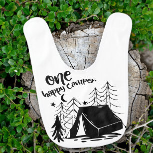 One Happy Camper Doodle Art First Birthday Baby Bib