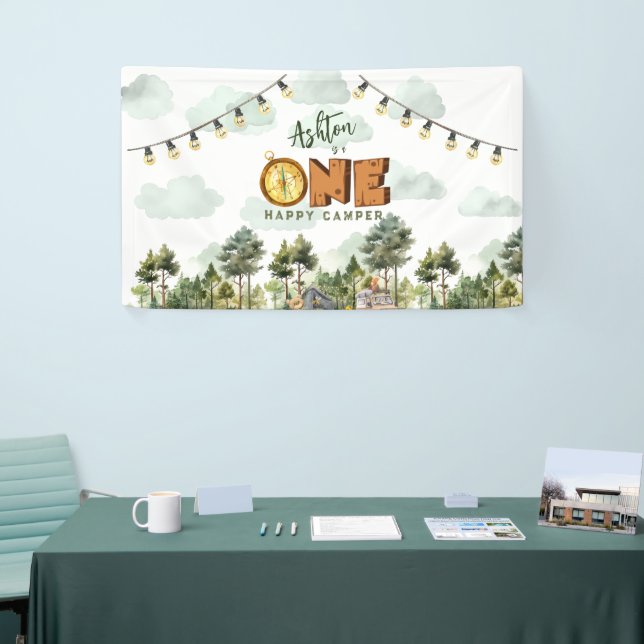 One Happy Camper First Birthday  Banner (Tradeshow)