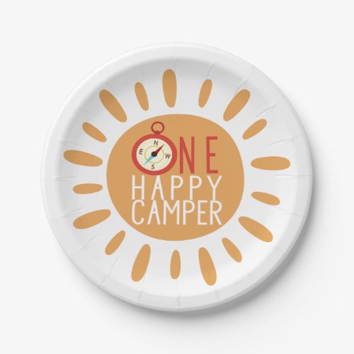 One Happy Camper First Birthday Camping Sun Party Paper Plates