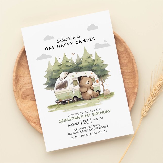 One Happy Camper First Birthday Invitation (Creator Uploaded)
