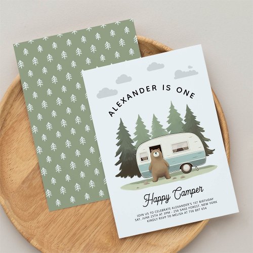 One Happy Camper First Birthday Invitation