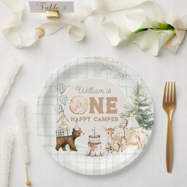 One Happy Camper First Birthday  Paper Plates (Wedding)