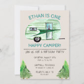 One Happy Camper First Birthday Party Invitation (Front)