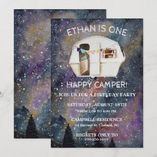 One Happy Camper First Birthday Party Invitation