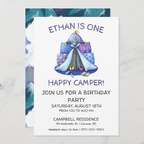 One Happy Camper First Birthday Party Invitation