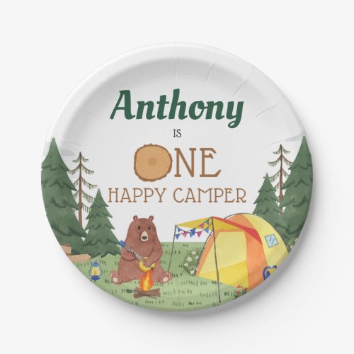 One Happy Camper First Birthday Party Paper Plates