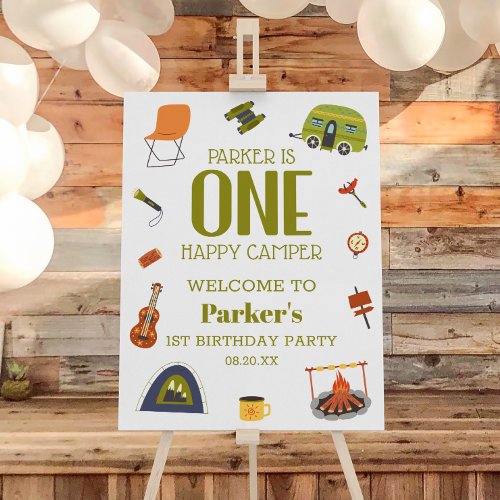One Happy Camper First Birthday Party Welcome Sign
