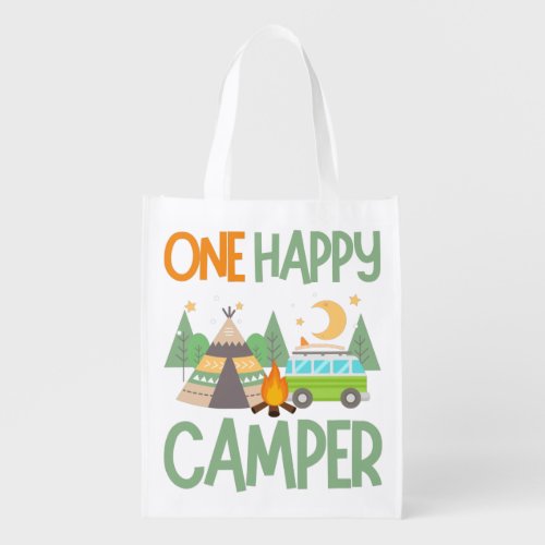 one happy camper first birthday T_Shirt Grocery Bag