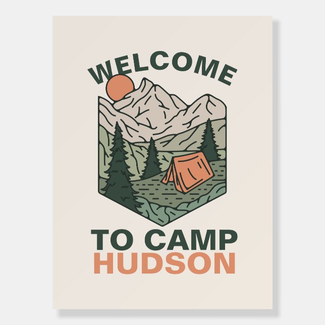 One Happy Camper First Birthday Welcome Sign (Front)