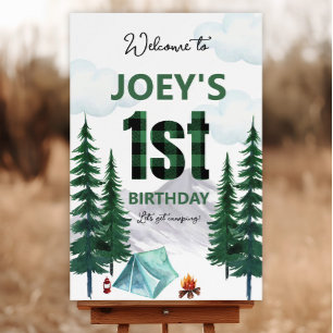 One Happy Camper First Birthday Welcome Sign