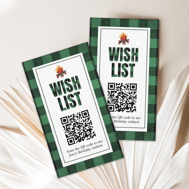One Happy Camper First Birthday Wish List QR Code Enclosure Card (Creator Uploaded)