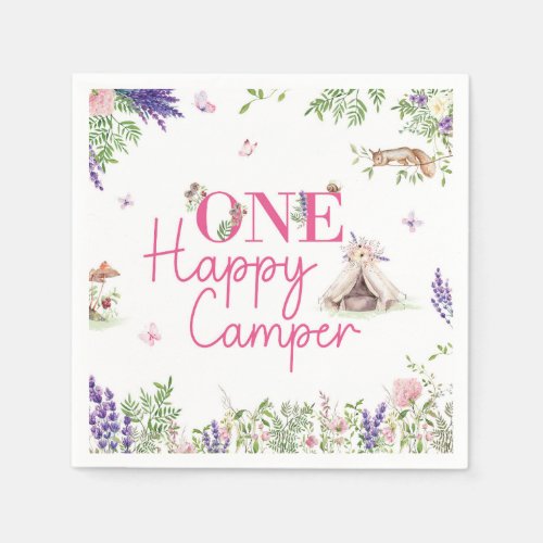 One Happy Camper Girls First Birthday Party Napkins