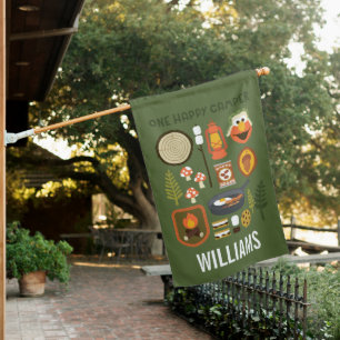 One Happy Camper House Flag