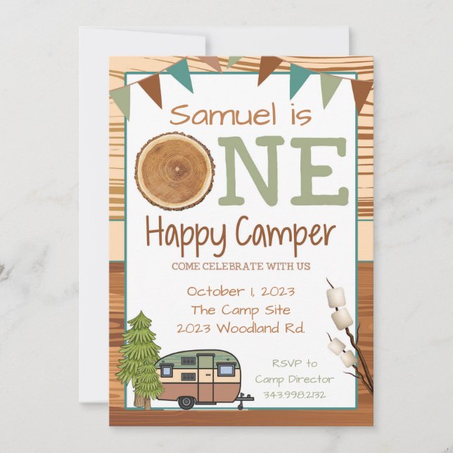 ONE Happy Camper  Invitation (Front)