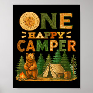 One Happy Camper Matching Family Birthday Party Ca Poster