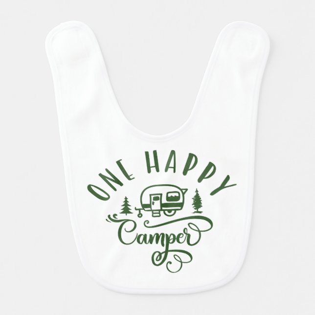One happy camper Minimalist green 1st birthday Baby Bib (Front)