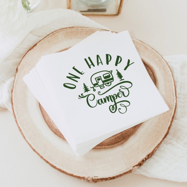 One happy camper Minimalist green 1st birthday Napkins (Creator Uploaded)