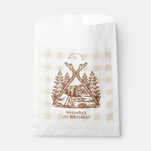 One Happy Camper Mountain Forest 1st Birthday Favor Bag