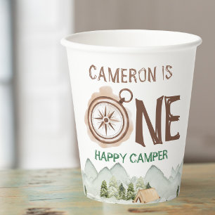One Happy Camper Mountains 1st Birthday Party Paper Cups