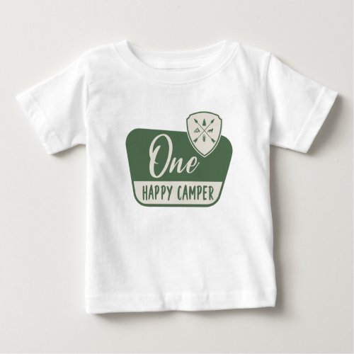 ONE happy camper One First Birthday Woodland Baby T_Shirt