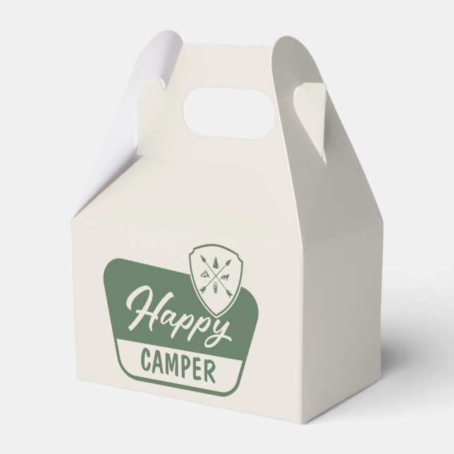ONE happy camper, One First Birthday, Woodland Favor Boxes (Front Side)