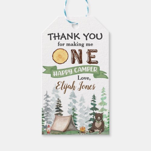 One Happy Camper Party Favor Tags