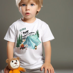One Happy Camper Personalized 1st Birthday Baby T-Shirt