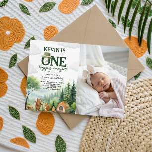 One Happy Camper Photo 1st Birthday Invite