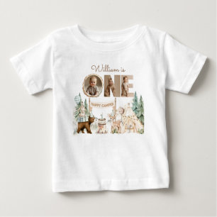 One Happy Camper Photo First Birthday Baby T-Shirt