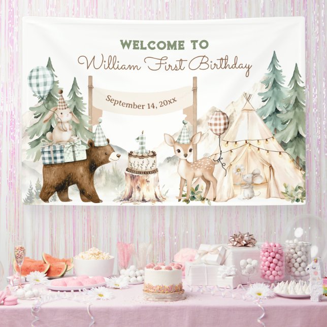 One Happy Camper Photo First Birthday Banner (Party)