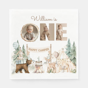 One Happy Camper Photo First Birthday Napkins