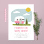 One Happy Camper Pink Trailer Birthday   Invitation