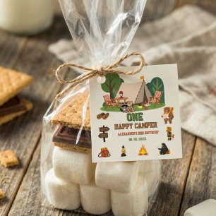 One Happy Camper safari Woodland 1st birthday Favor Tags