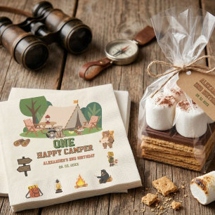 One Happy Camper safari Woodland 1st birthday Napkins