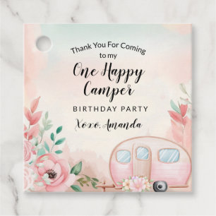 One Happy Camper Square Favor Tags