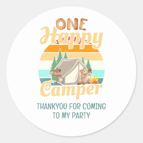 One Happy Camper Thankyou  Classic Round Sticker