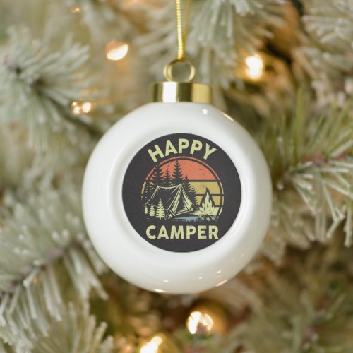 One Happy Camper Toddler Boy Funny Camping Ceramic Ball Christmas Ornament