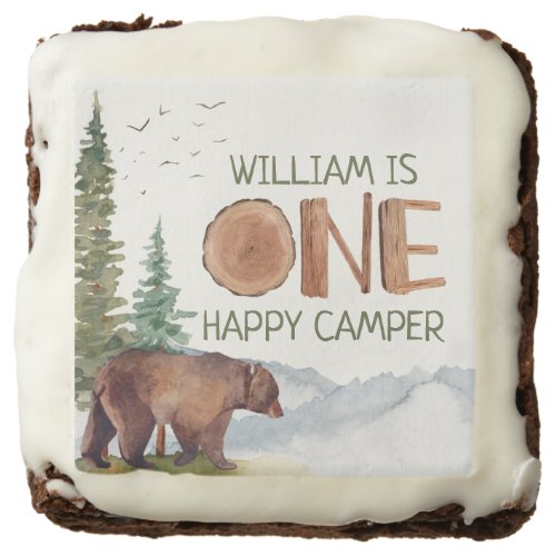 One Happy Camper Watercolor Birthday  Brownie