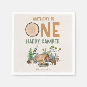 One Happy Camper Watercolor Woodland 1st Birthday Napkins