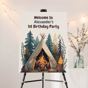 One Happy Camper Wood Boys 1st Birthday Foam Board