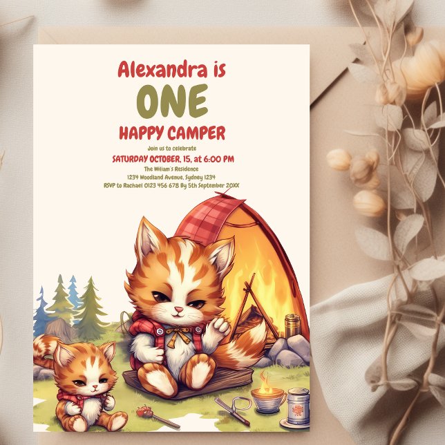 One Happy Camper Wood Boys 1st Birthday Invitation (Creator Uploaded)