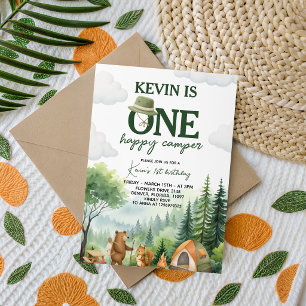 One Happy Camper Woodland 1st Birthday Invite