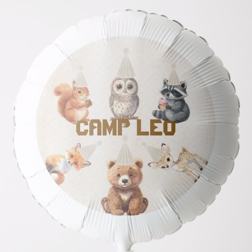 One Happy Camper Woodland Animals Birthday Balloon