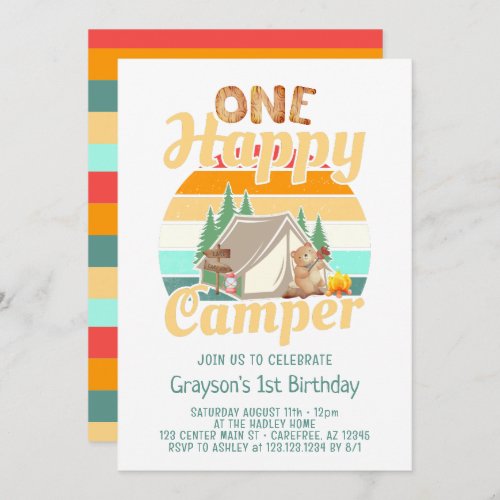 One Happy Camper Woodland Birthday Invitation